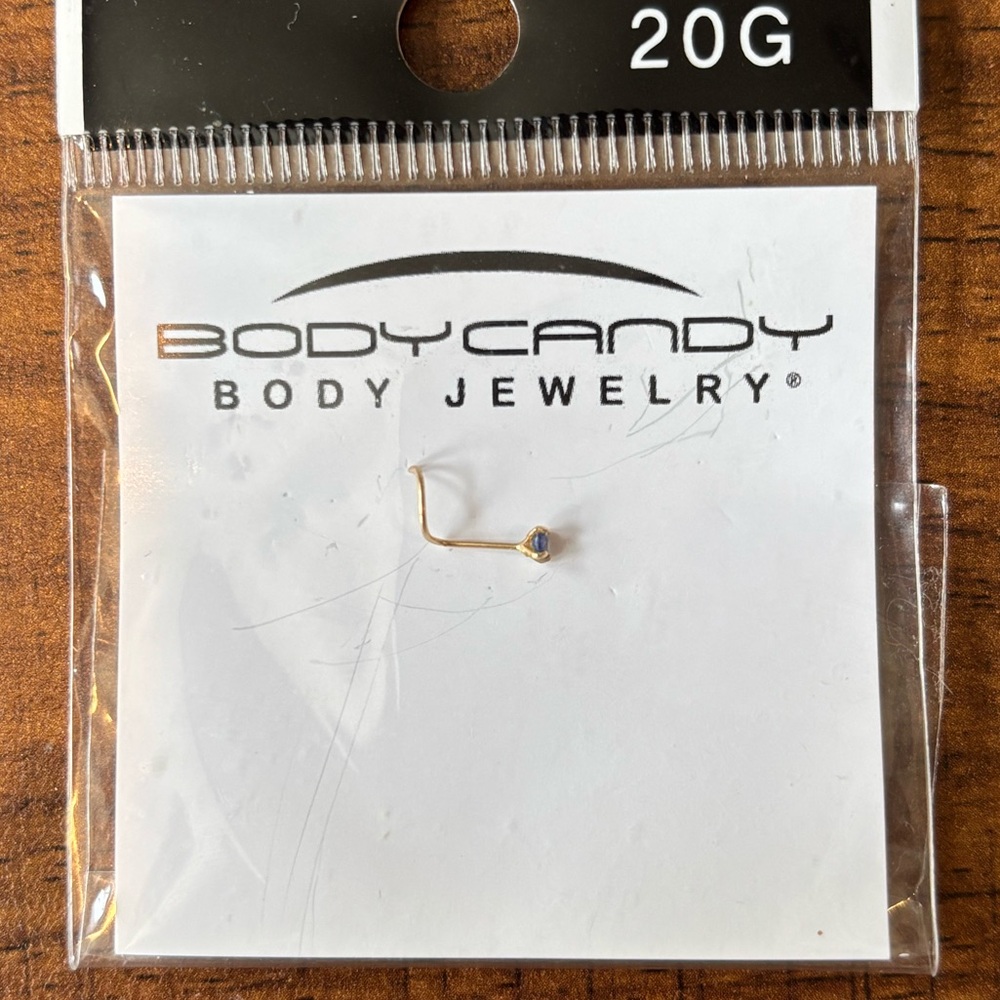 Body Candy Gold and Blue Nose Ring